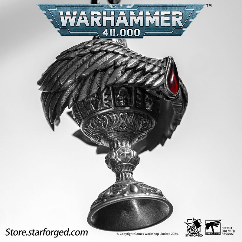 Starforged Warhammer 40K Blood Angel Red Grail Sanguinius Pendant Men's Silver Necklace Jewelry Peripherals